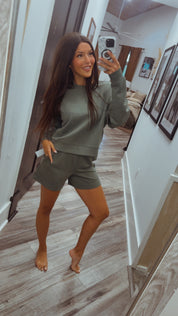 Every Green Ribbed Lounge Shorts