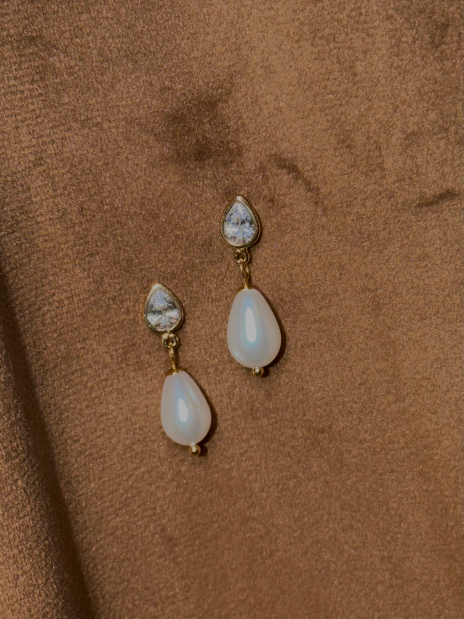 Tear Drop Crystal and Pearl Earrings