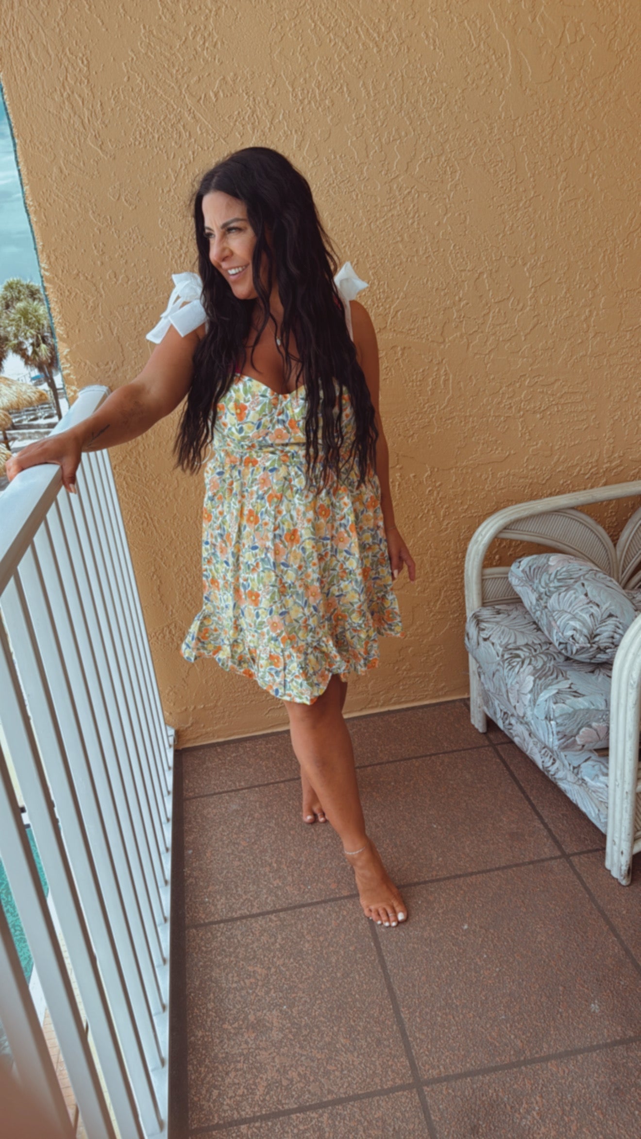 Chic Bright Multicolor Floral Tank Dress