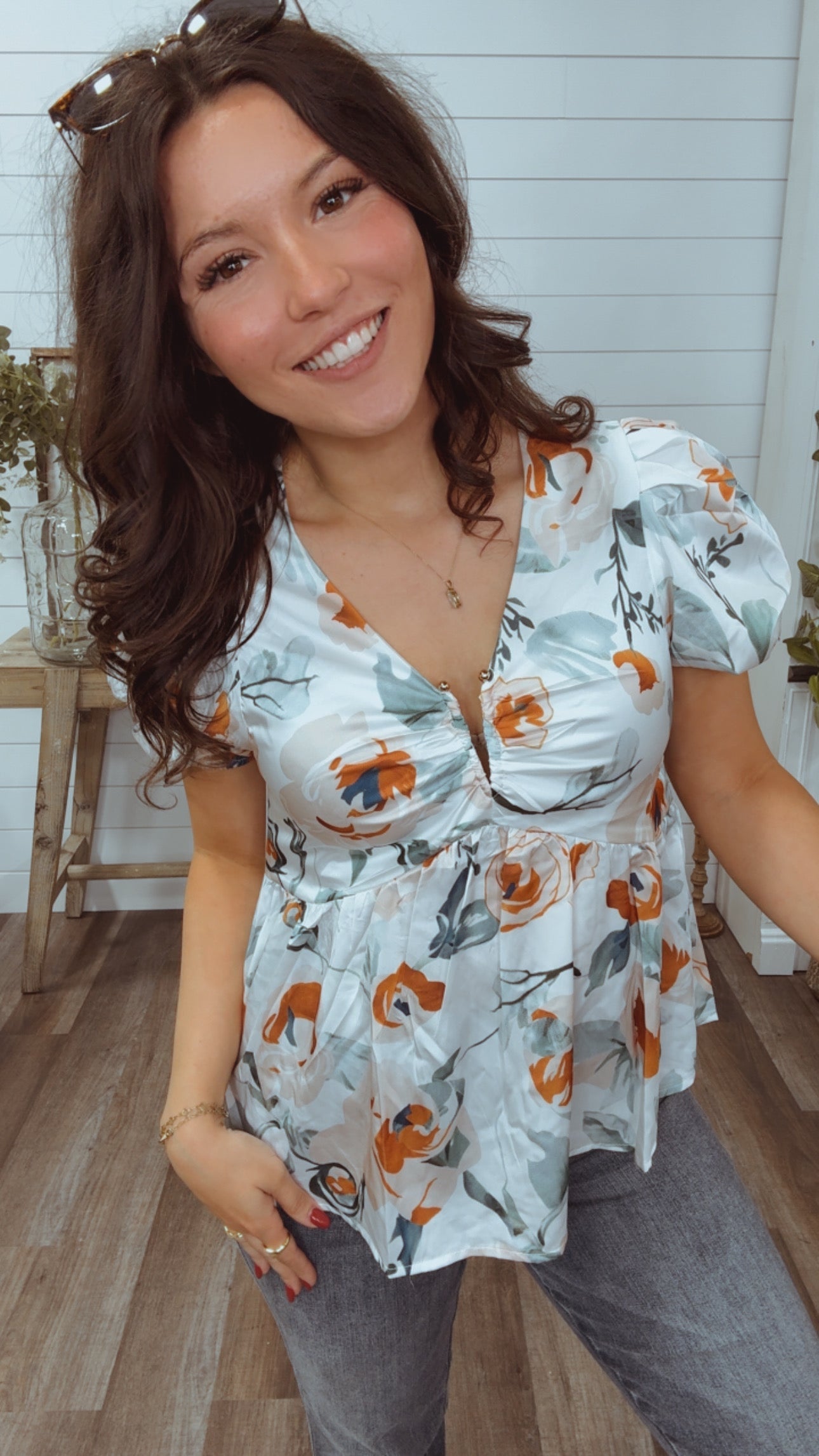 Silky Soft White and Floral Top