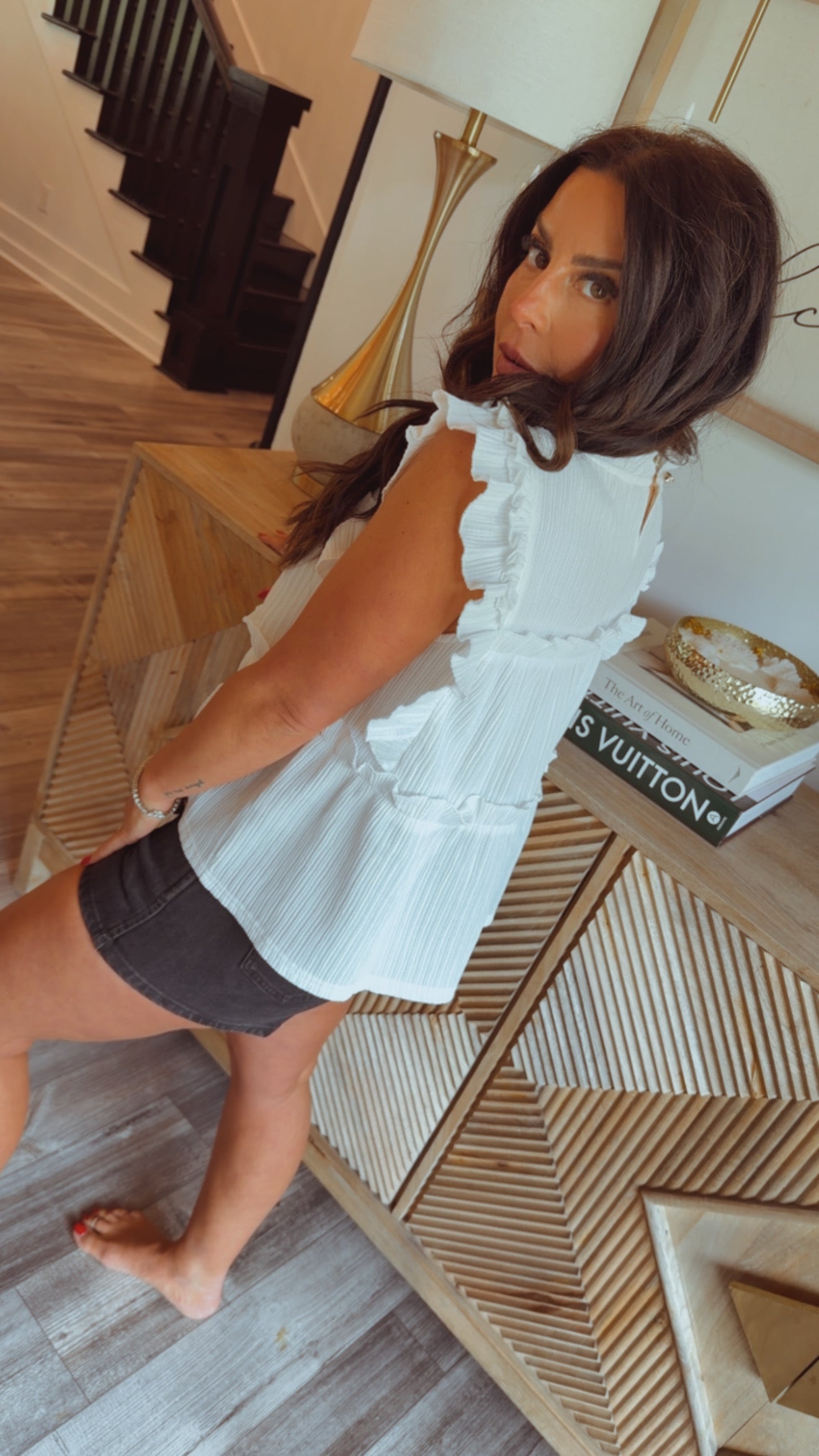 Chic White Ruffle Sleeve Blouse