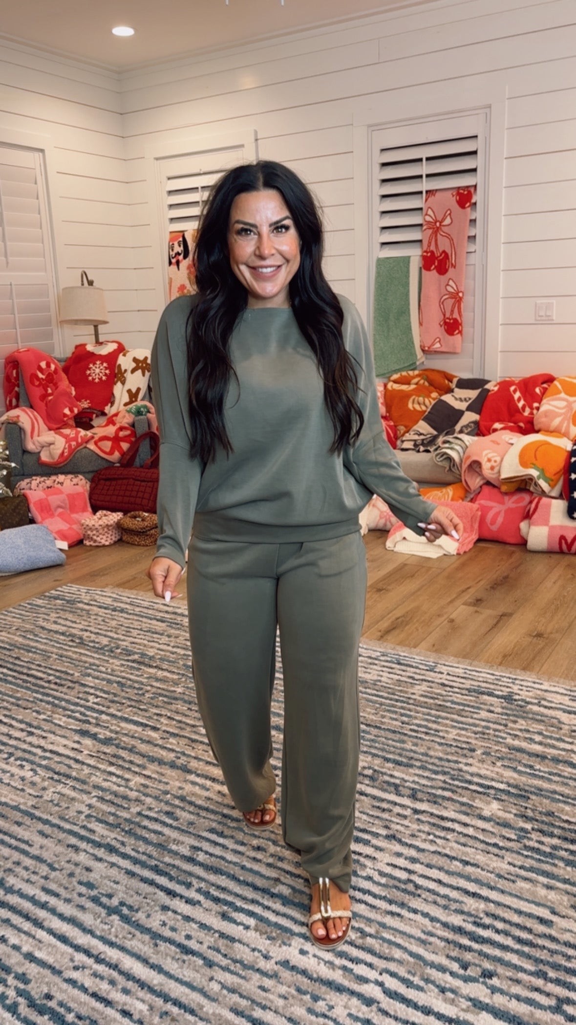 Olive Ultra Soft Wide leg Joggers