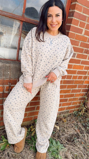 Beige and Floral Chic Long Sleeve Crewneck