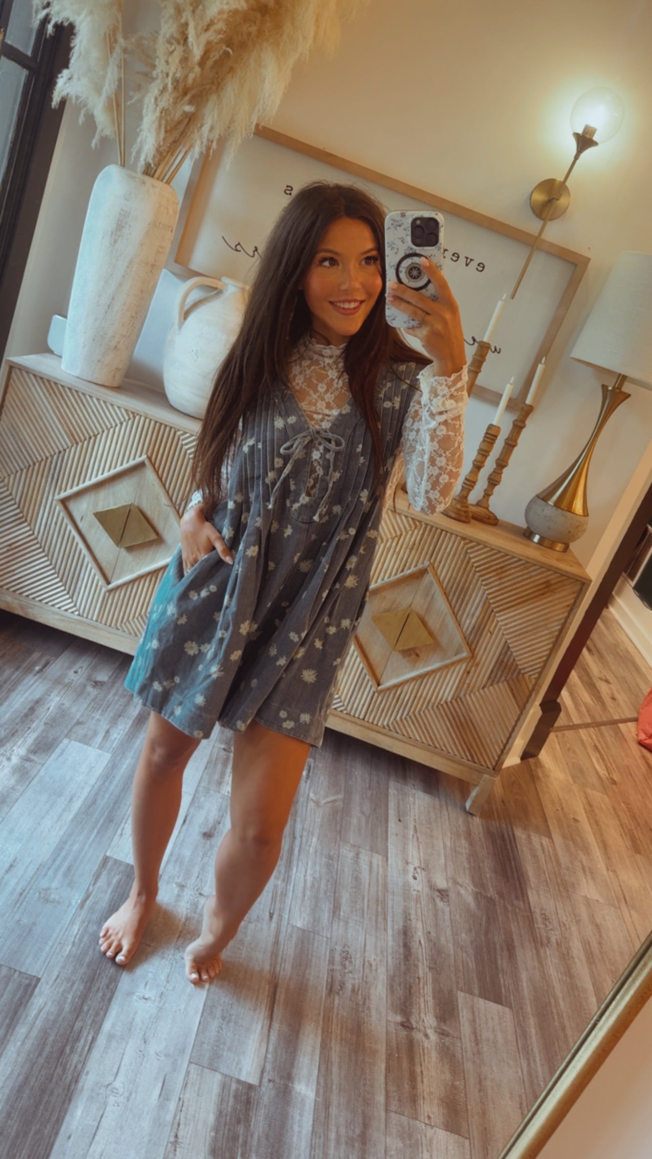 Chic Floral Denim Romper