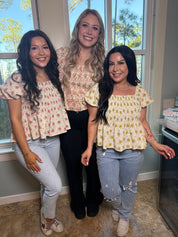POL Floral Smocked Bust Blouse