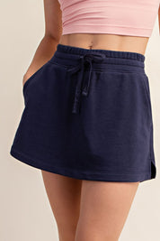Chic Navy French Terry Skort Rae Mode 30a