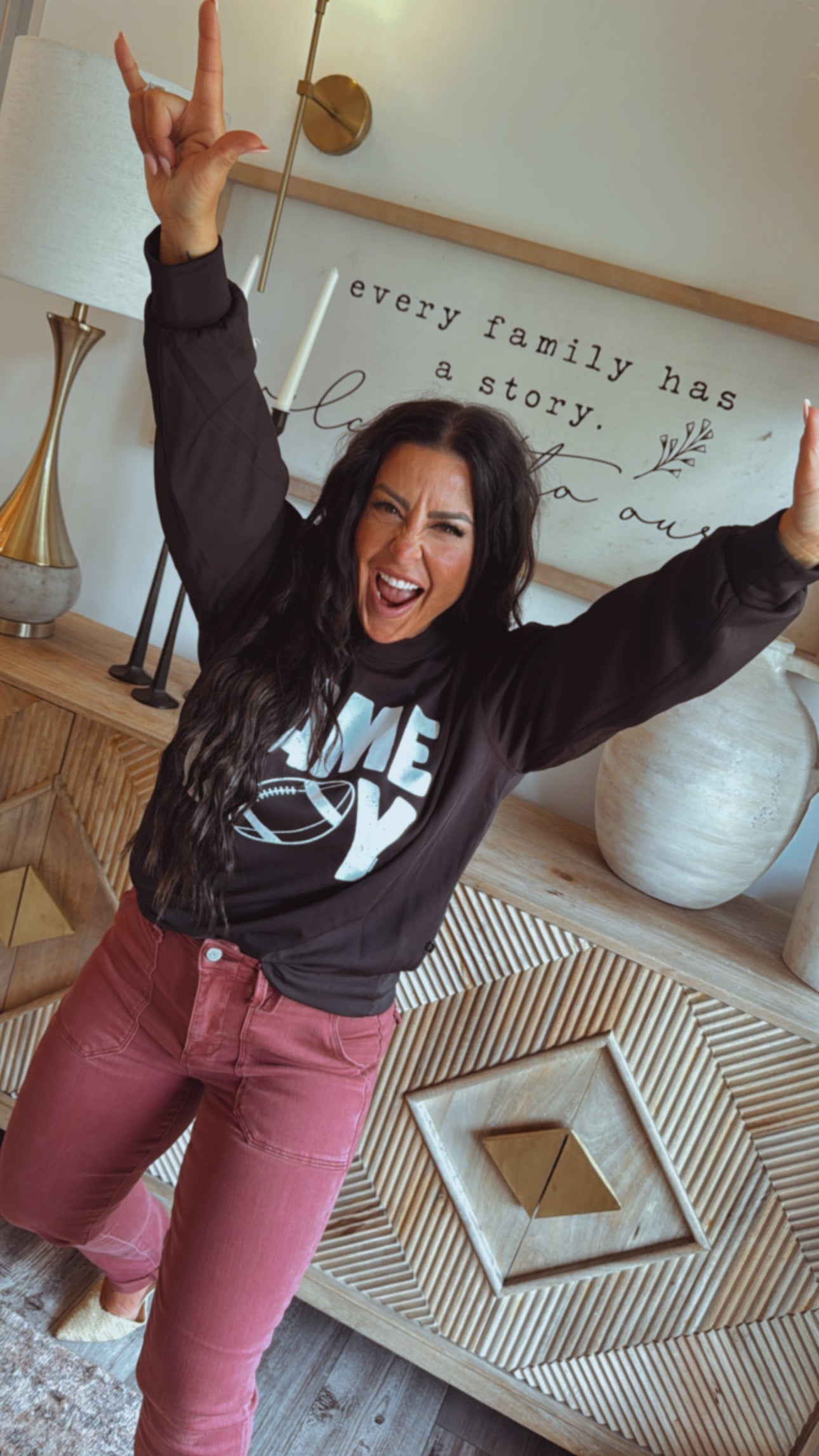 Heaven Soft Black and White Game Day Crewneck