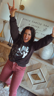 Heaven Soft Black and White Game Day Crewneck