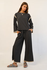 The Greii Chic Black and White  Ruffled Bottom Pants