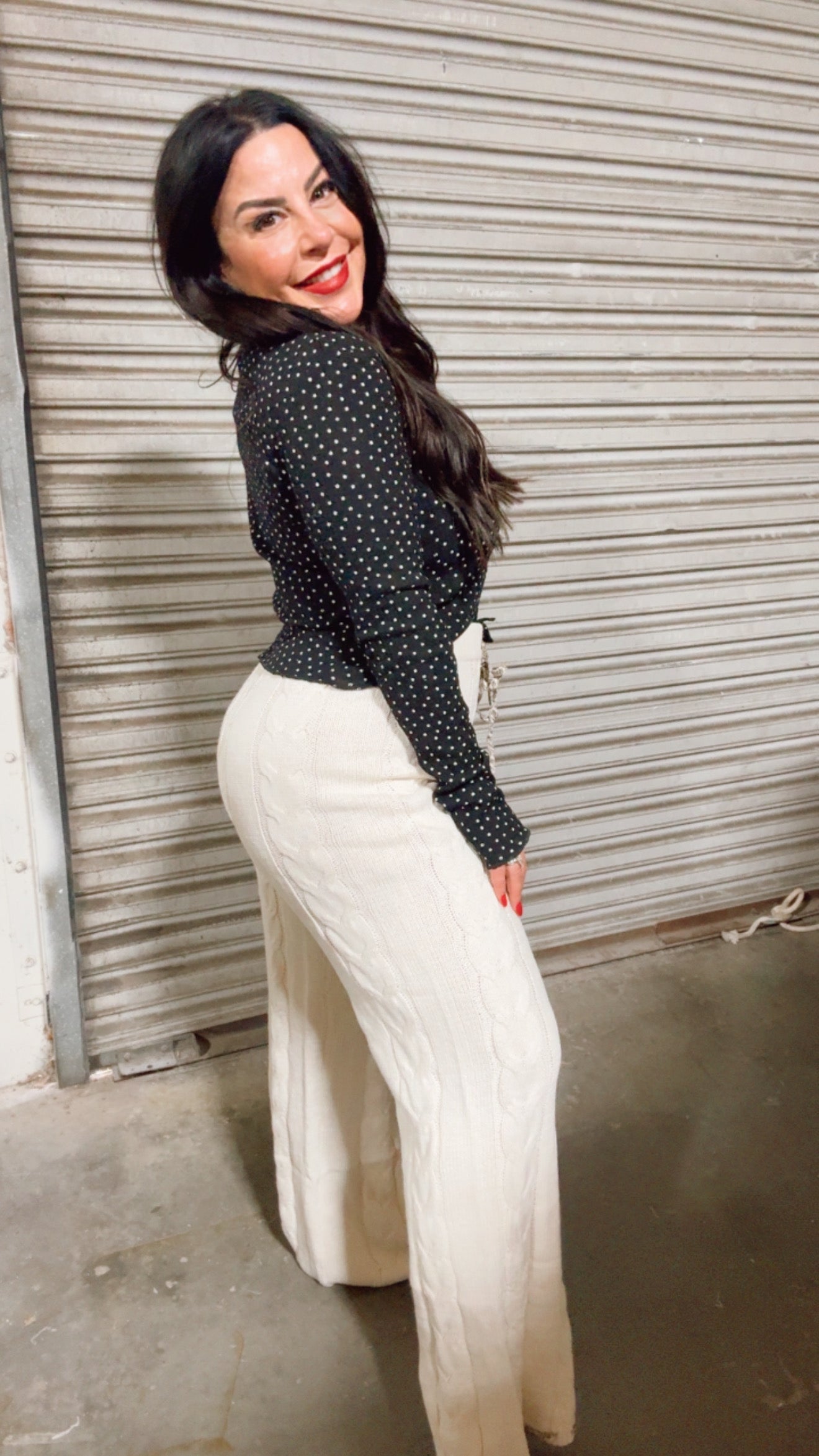 Long Sleeve Button Up Polka Dot POL Top 30A