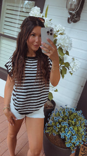 Black and White Striped Top