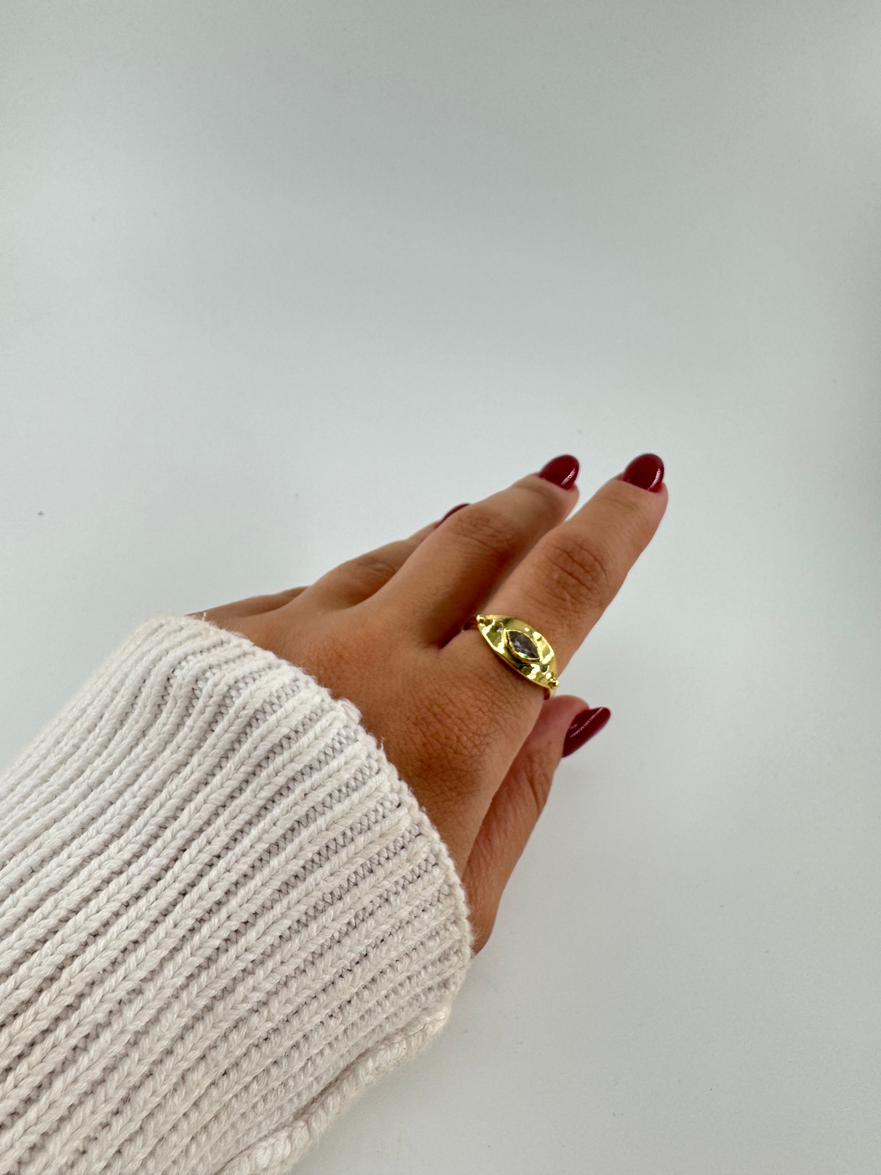 Gold Small Silver Stud Ring