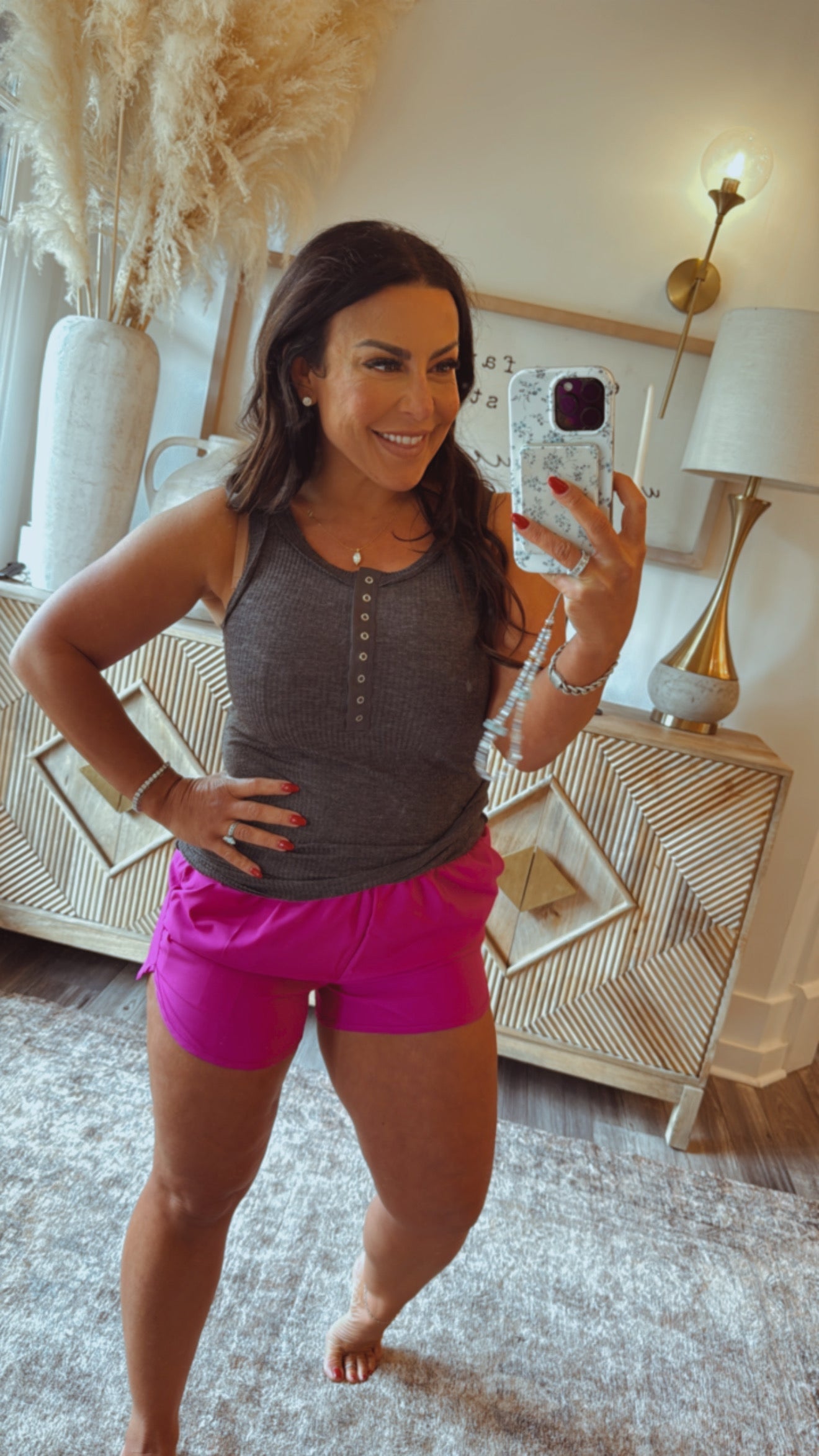 Dark Charcoal Soft Ribbed button Up Tank