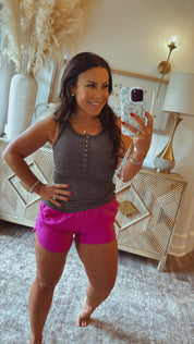 Dark Charcoal Soft Ribbed button Up Tank