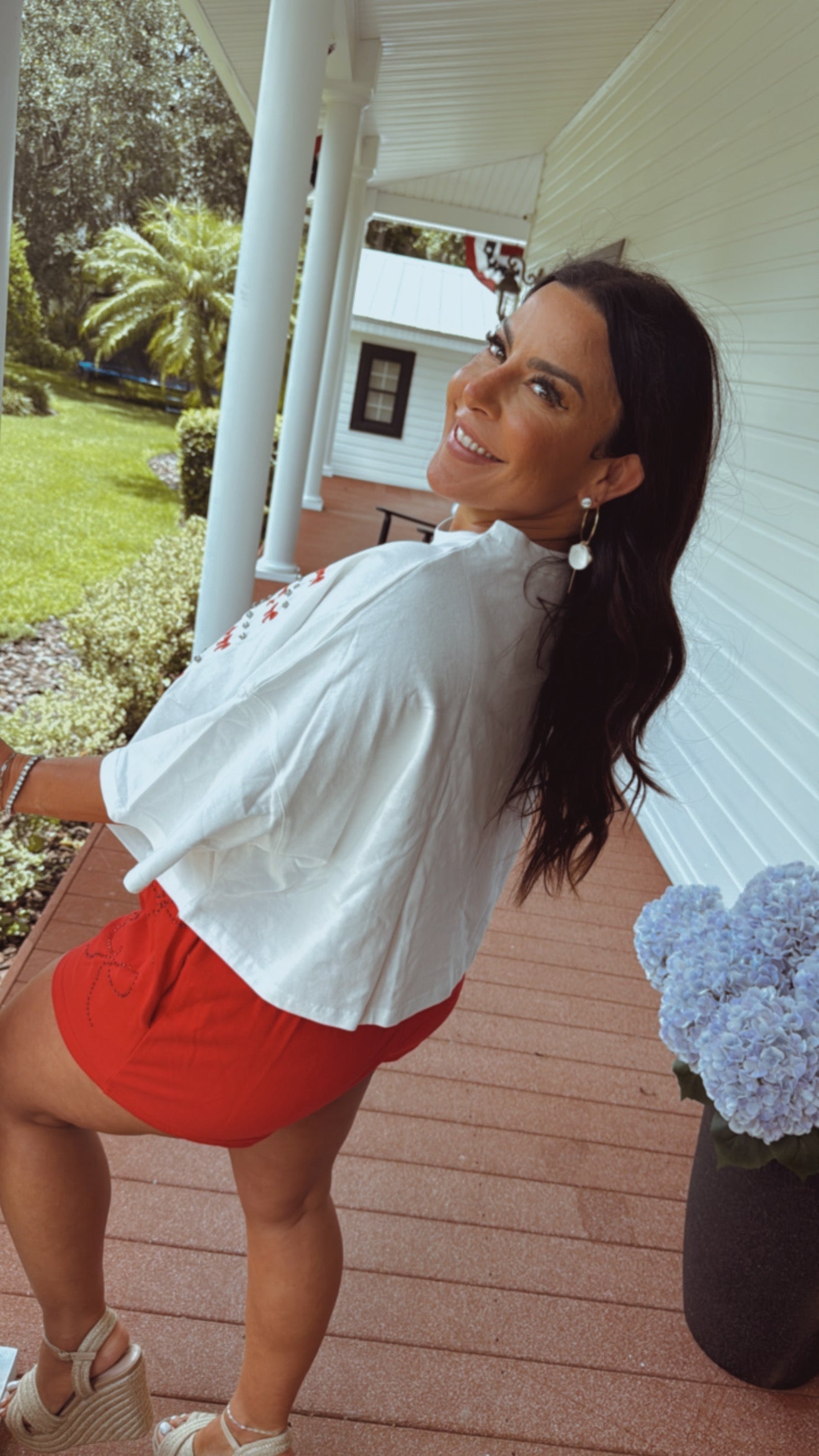 White USA Flag Bow With Crystal Embellishments