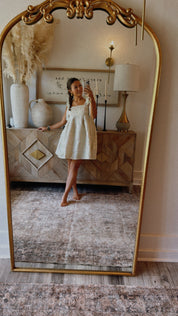 Green and Light Pink Rose Mini Dress