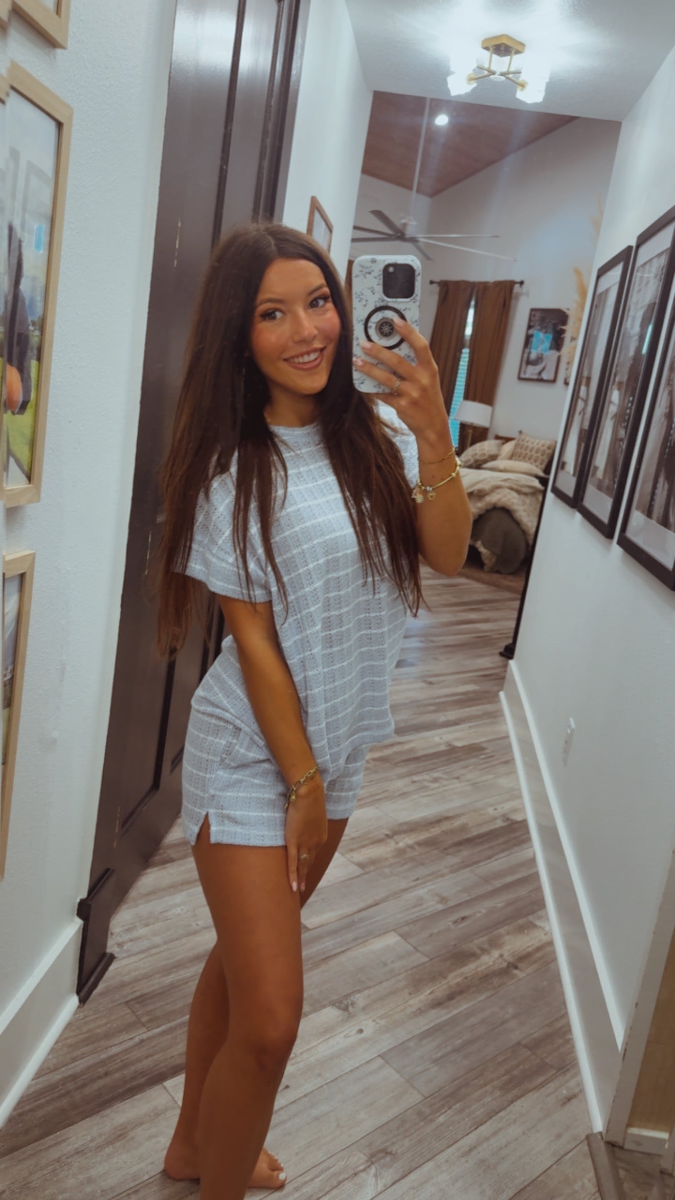 Chic Blue and White Stripe Two Piece Set