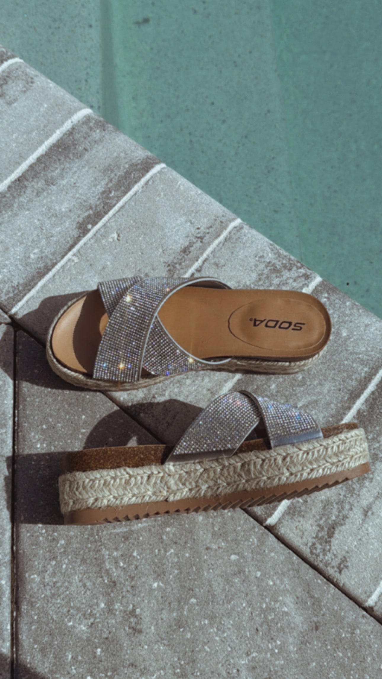 Diva Crystal Double Cross  Strap Sandals