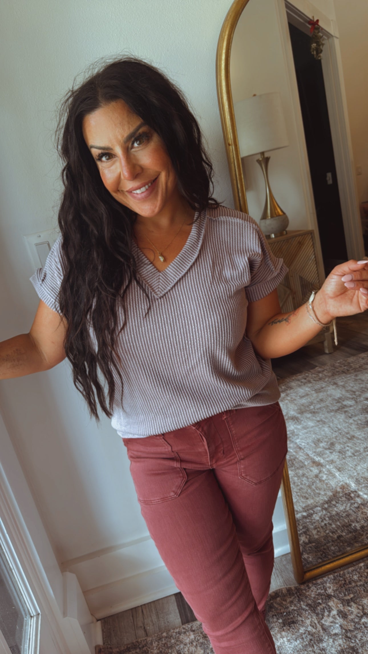 Soft Ribbed Dusty Lavender Textured Top