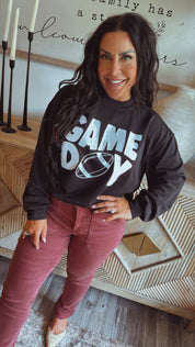 Heaven Soft Black and White Game Day Crewneck