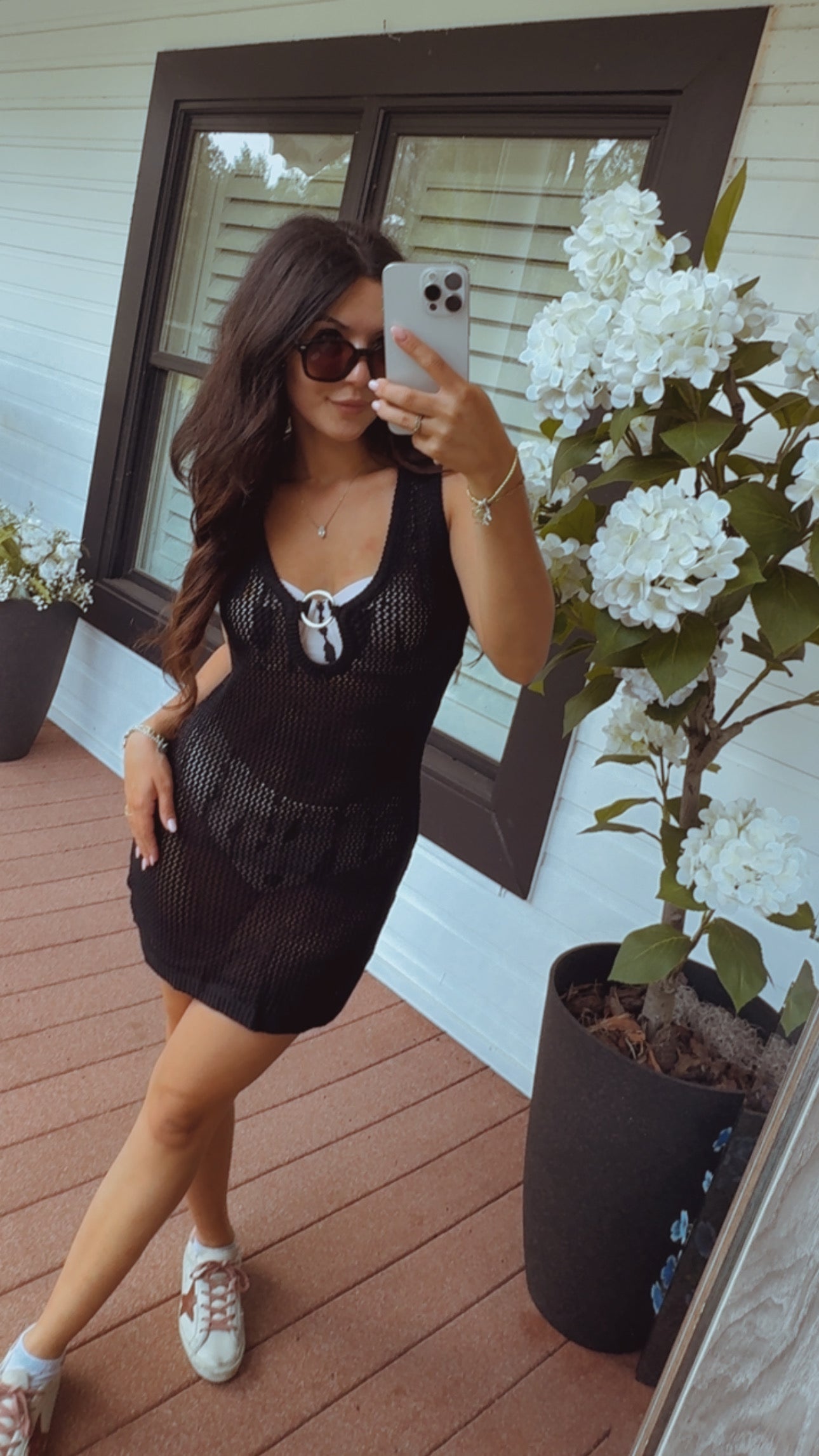 Sassy Black Knit Cover Up Dress
