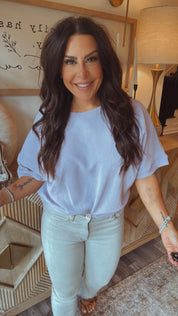 Lavender Waffle Knit 3/4 Sleeve Top