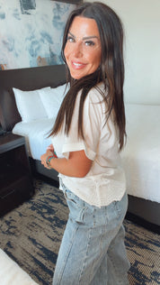 Eyelet Lace Chic White Button up Top
