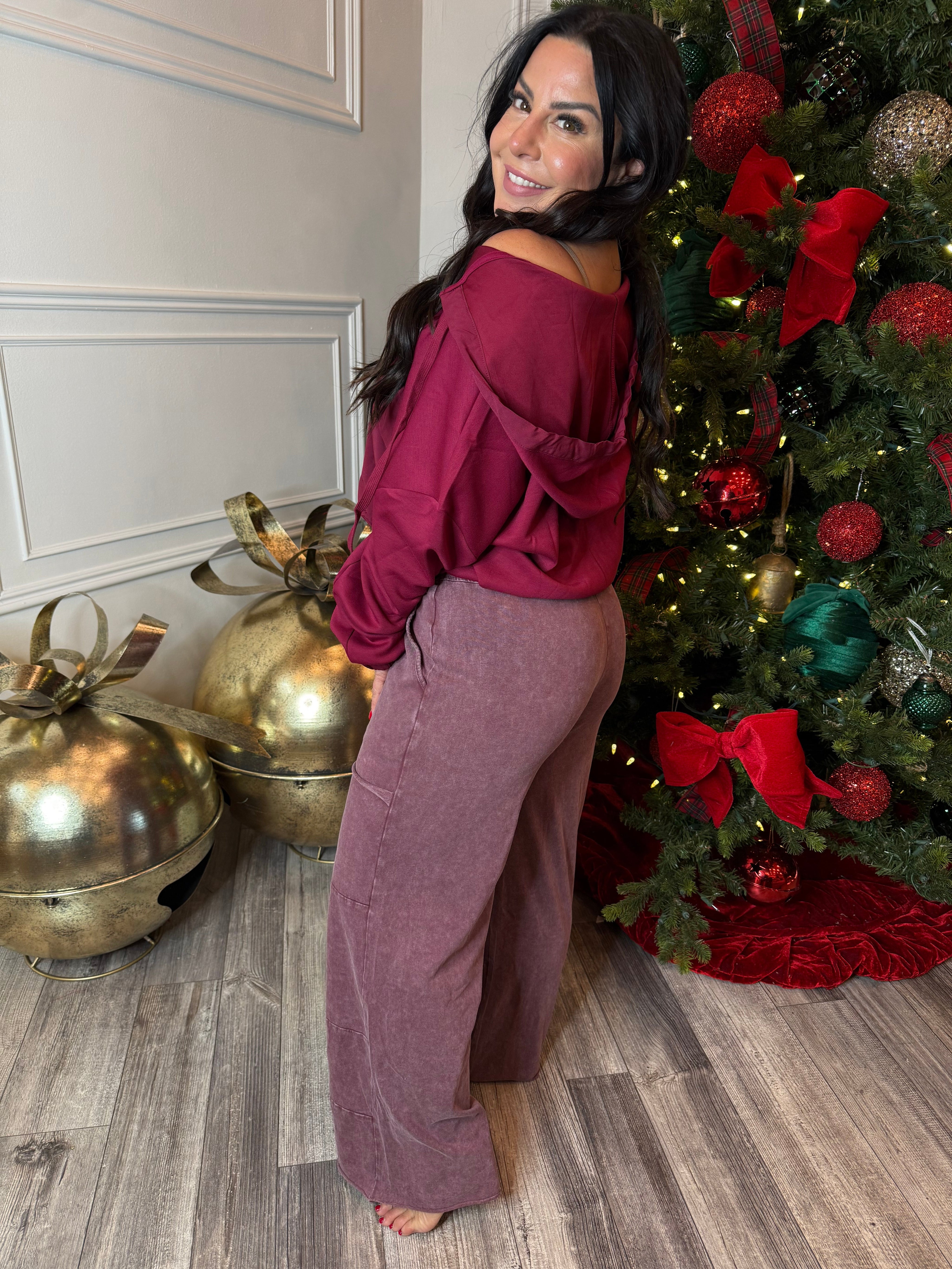 Chic Soft Mineral Wash Purple Cargo Joggers