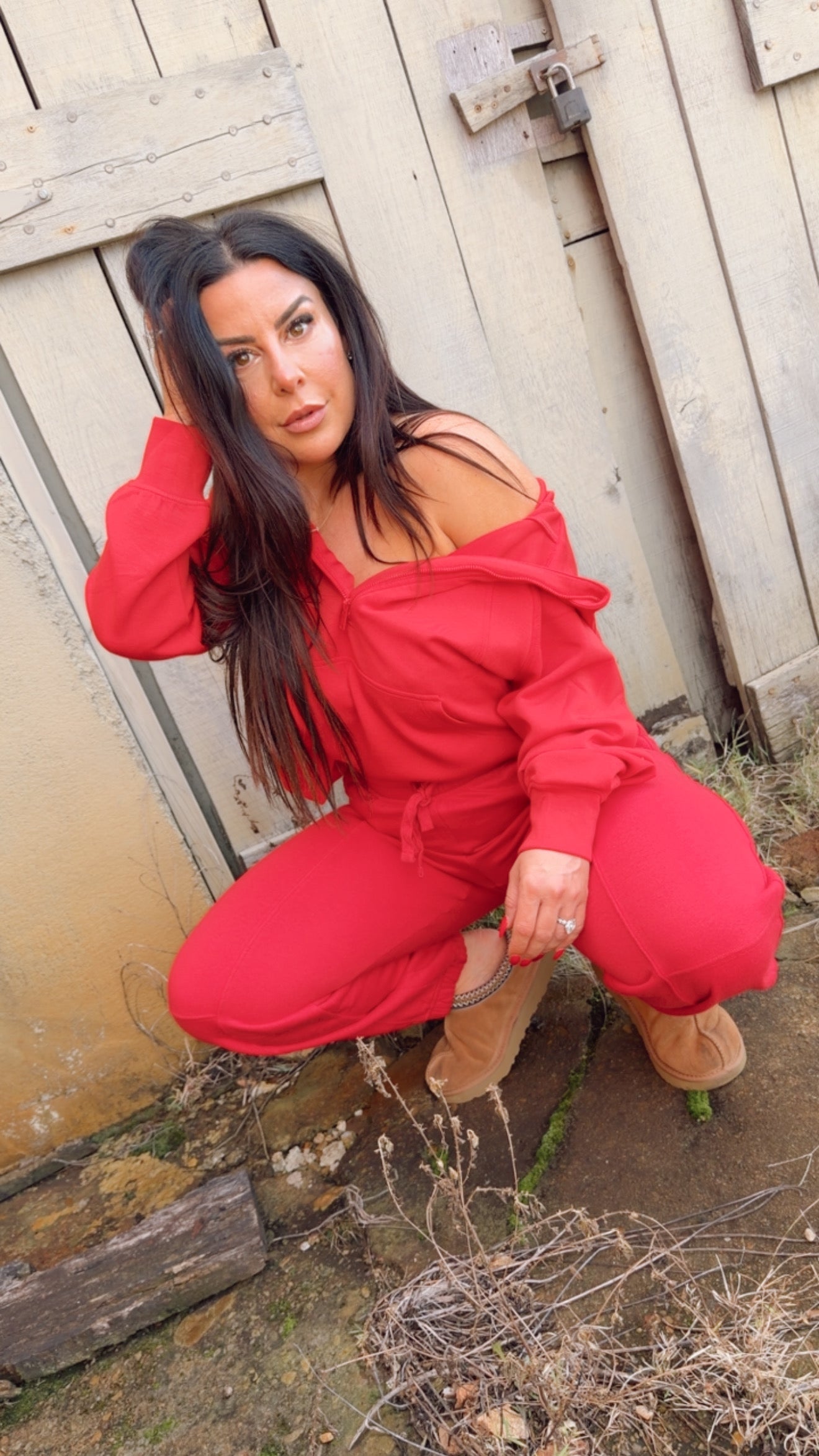 Ultra Soft Rae Mode True Red 1/2 Zip Hoodie