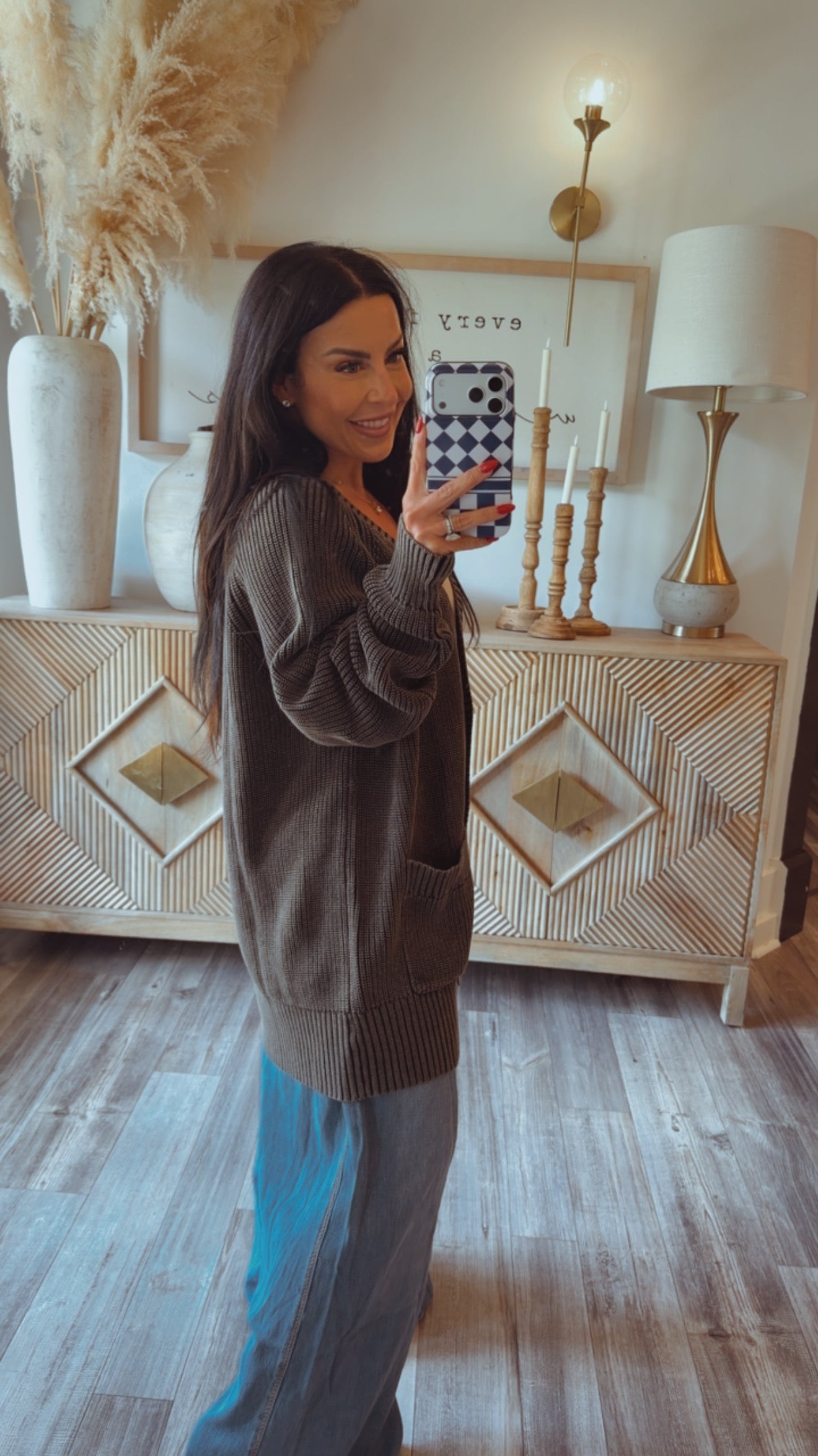 Stitch and CO Chic Washed Black Button Cardi