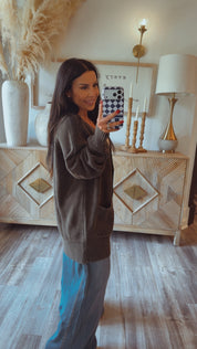 Stitch and CO Chic Washed Black Button Cardi