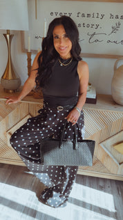 Black and White Polka Dot Wide Leg  Trousers