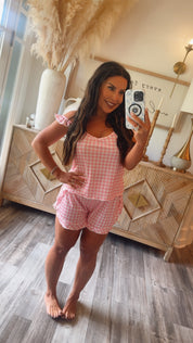 Pink and White Gingham Ultra Soft Lounge Set