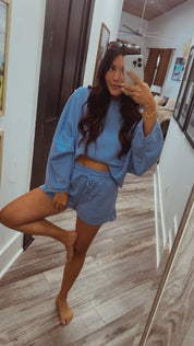 Serenity Blue Ultra Soft Jogger Shorts