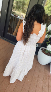 Soft Taupe and White Gingham Sleeve Tank Dress