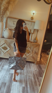 Black Textured Lightweight Top