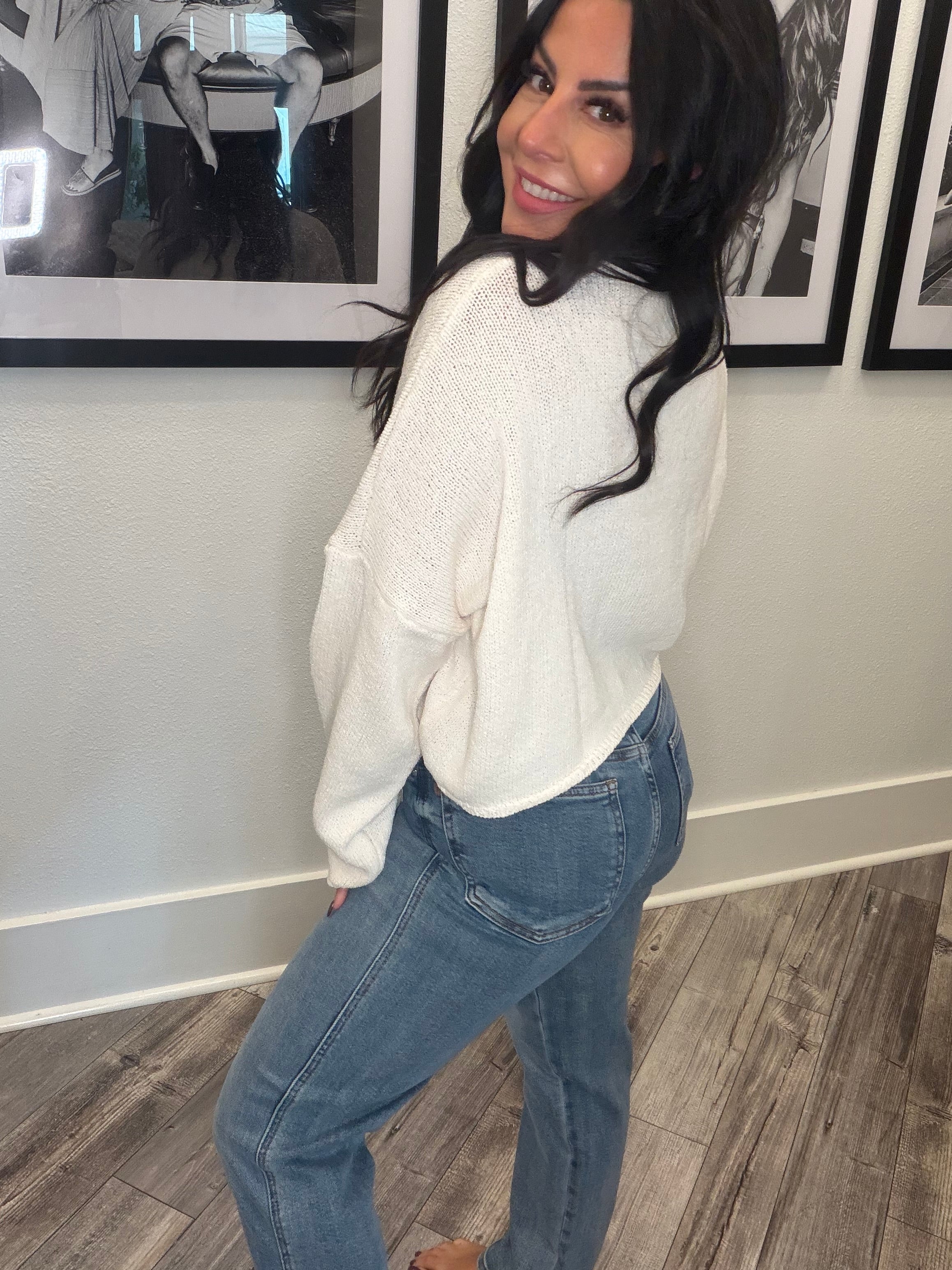Beige Knit Long Sleeve Lightweight Sweater