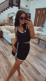 Ultra Soft  Black and White Top and Skort Athletic Set