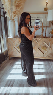 Black And Crystal Embellished Set Joggers and Crop