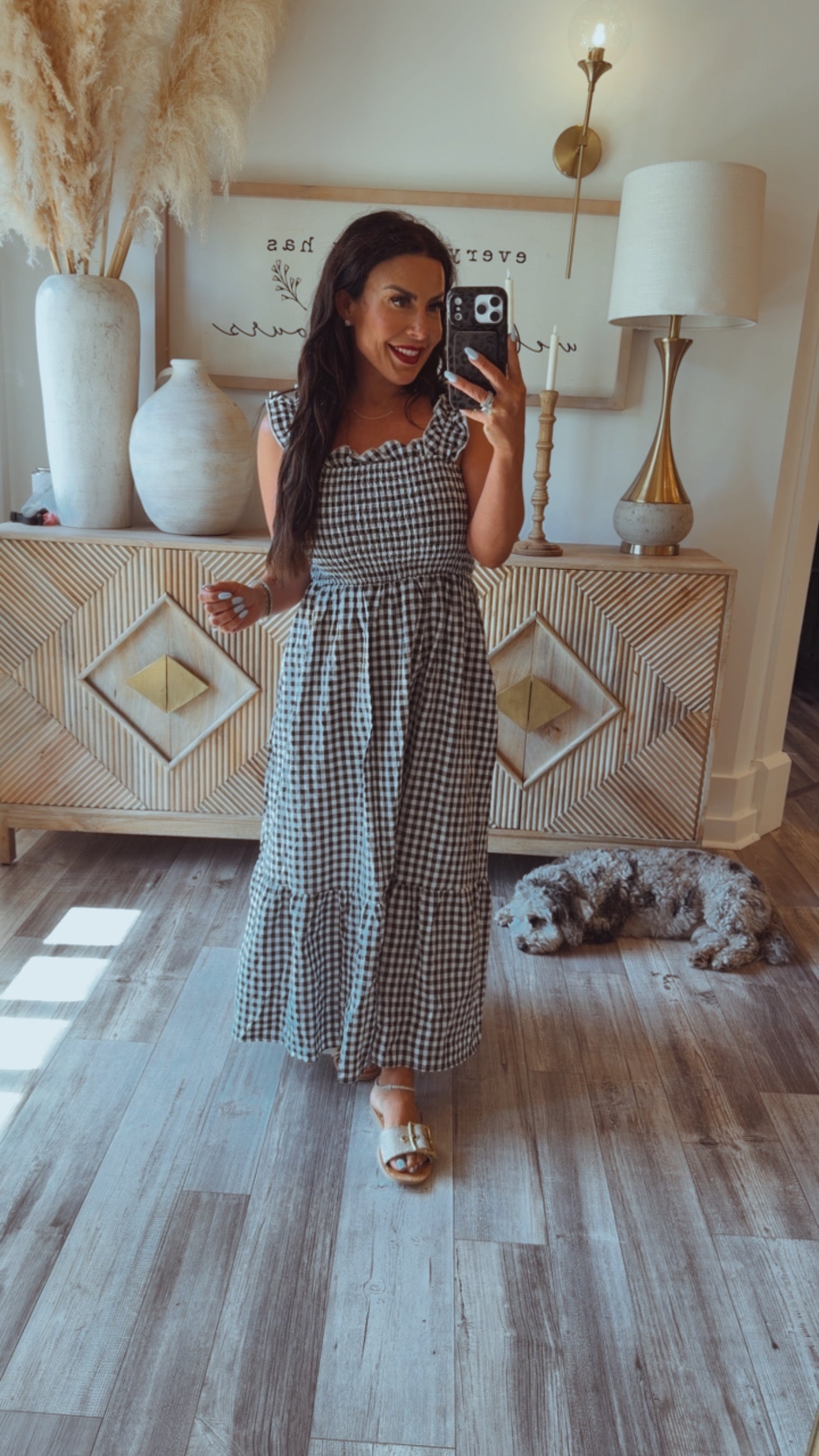 Black and White Gingham Maxi Dress