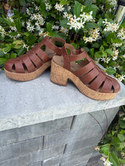 Corky Bourbon Gladiator Wedge Heels
