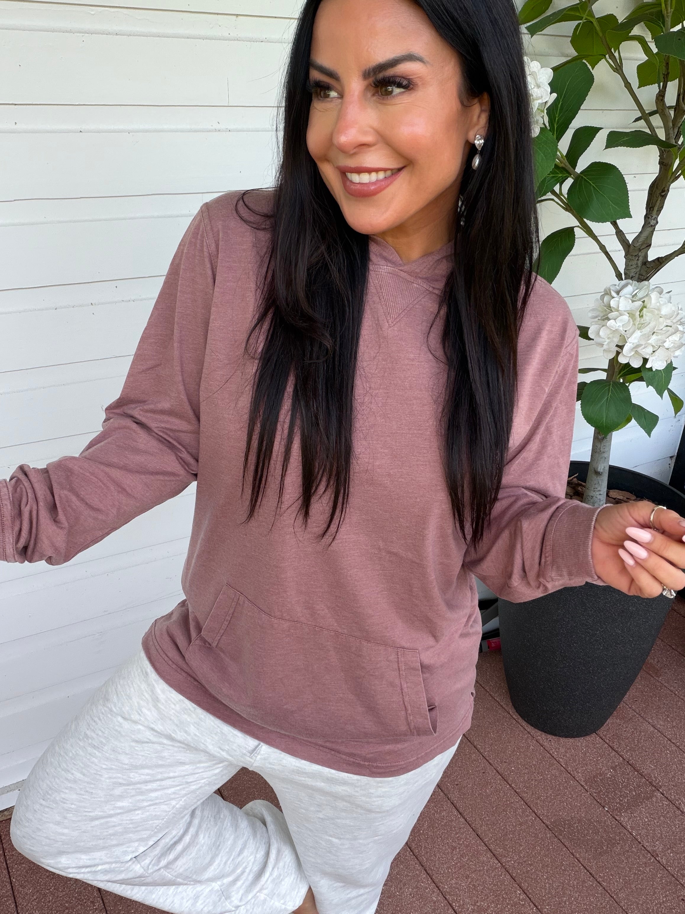Mauve Lightweight Ultra Soft Long Sleeve Hoodie