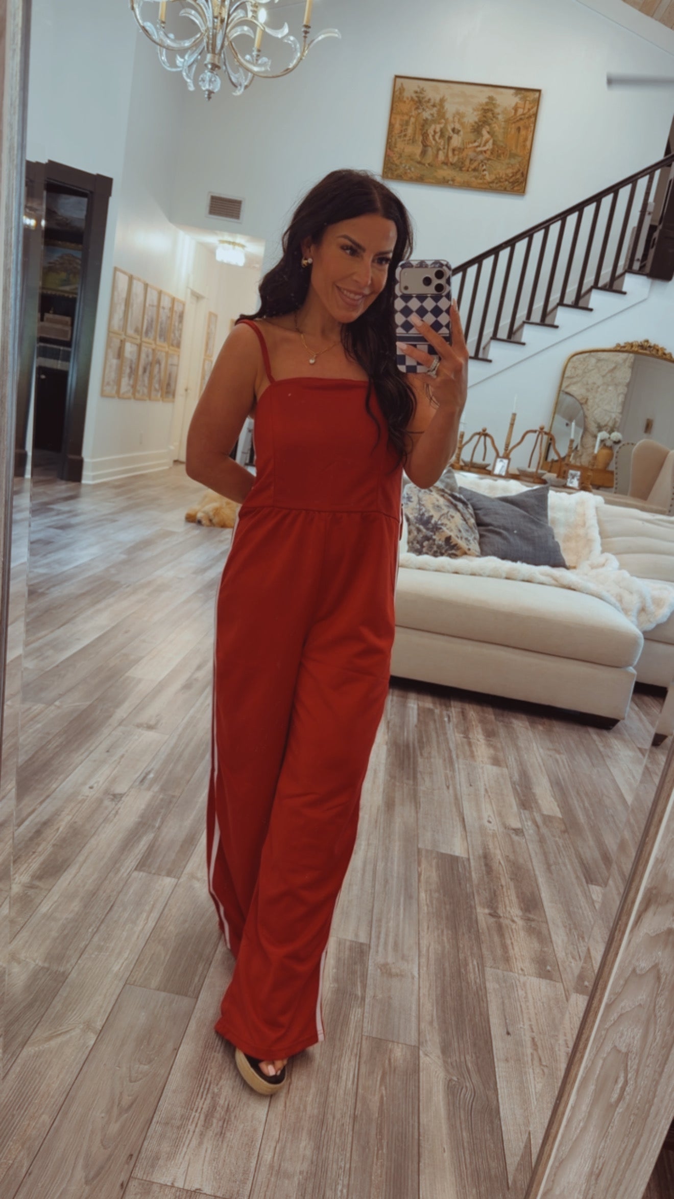 Red and White Striped Jumpsuit