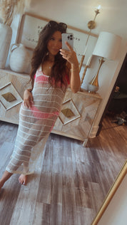 Chic Cream Knit Cover Up Dress