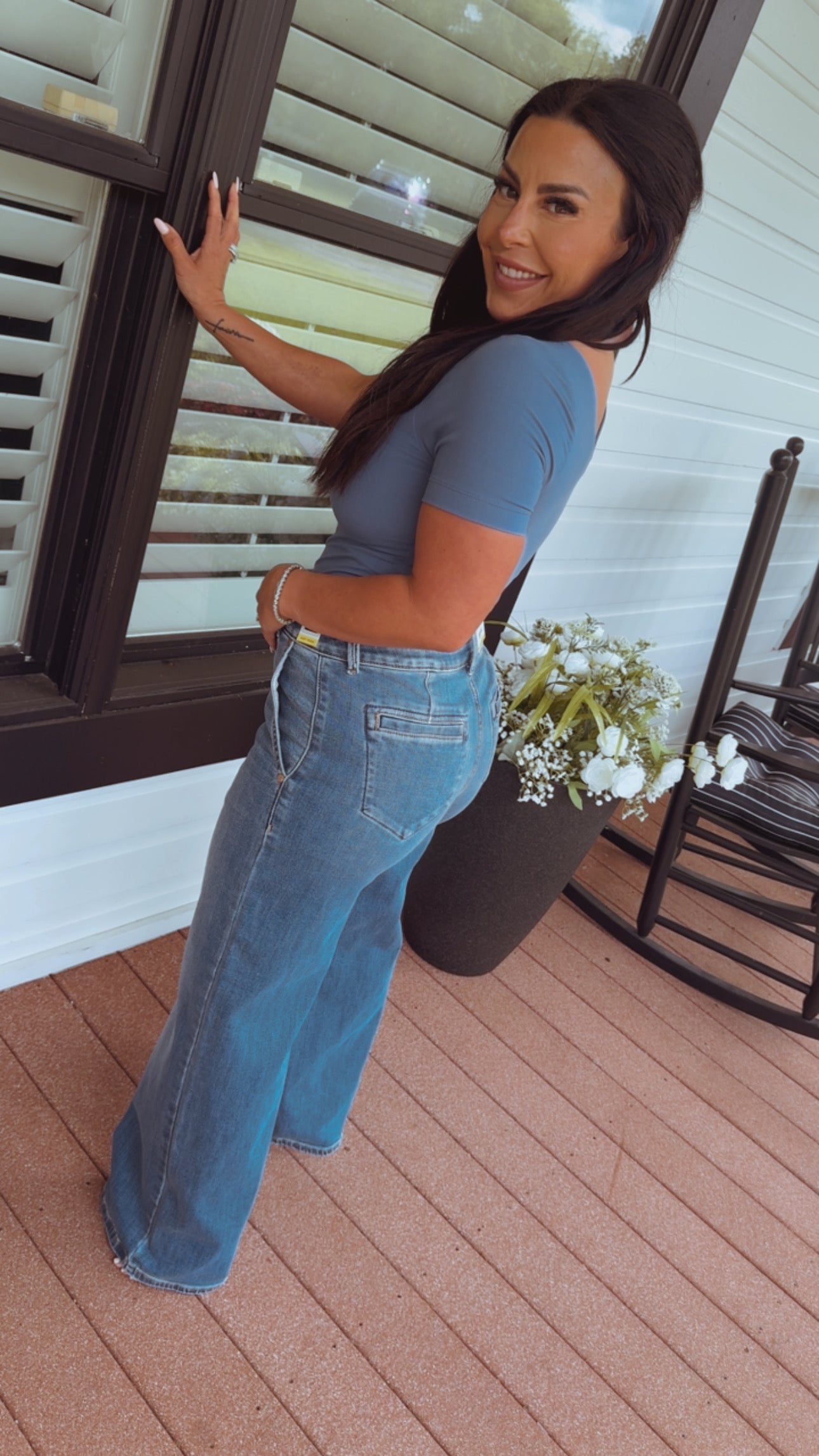Judy Blue High Rise Medium Wash Colum Trouser Jeans
