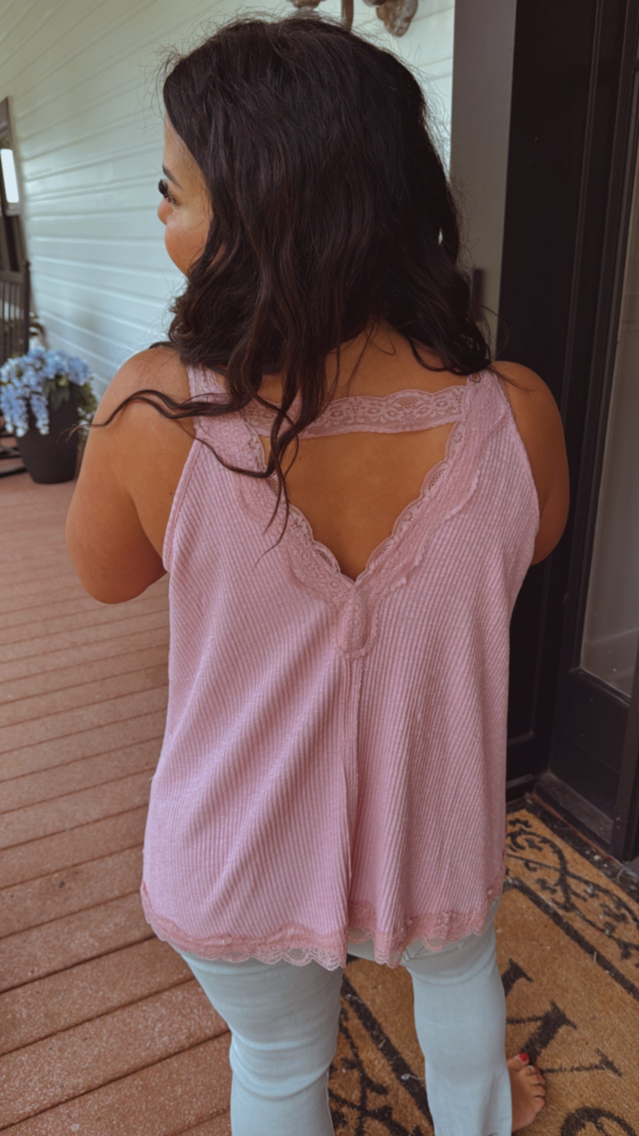 Sassy Lace And Floral Pink POL Tank
