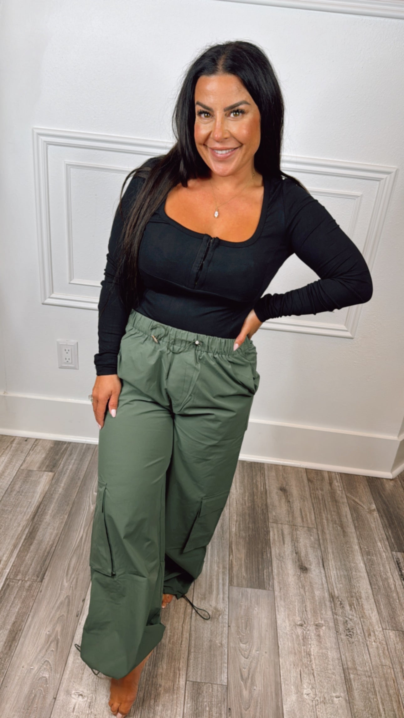 Olive Windbreaker Cargo Pants-DEAL OF THE DAY !