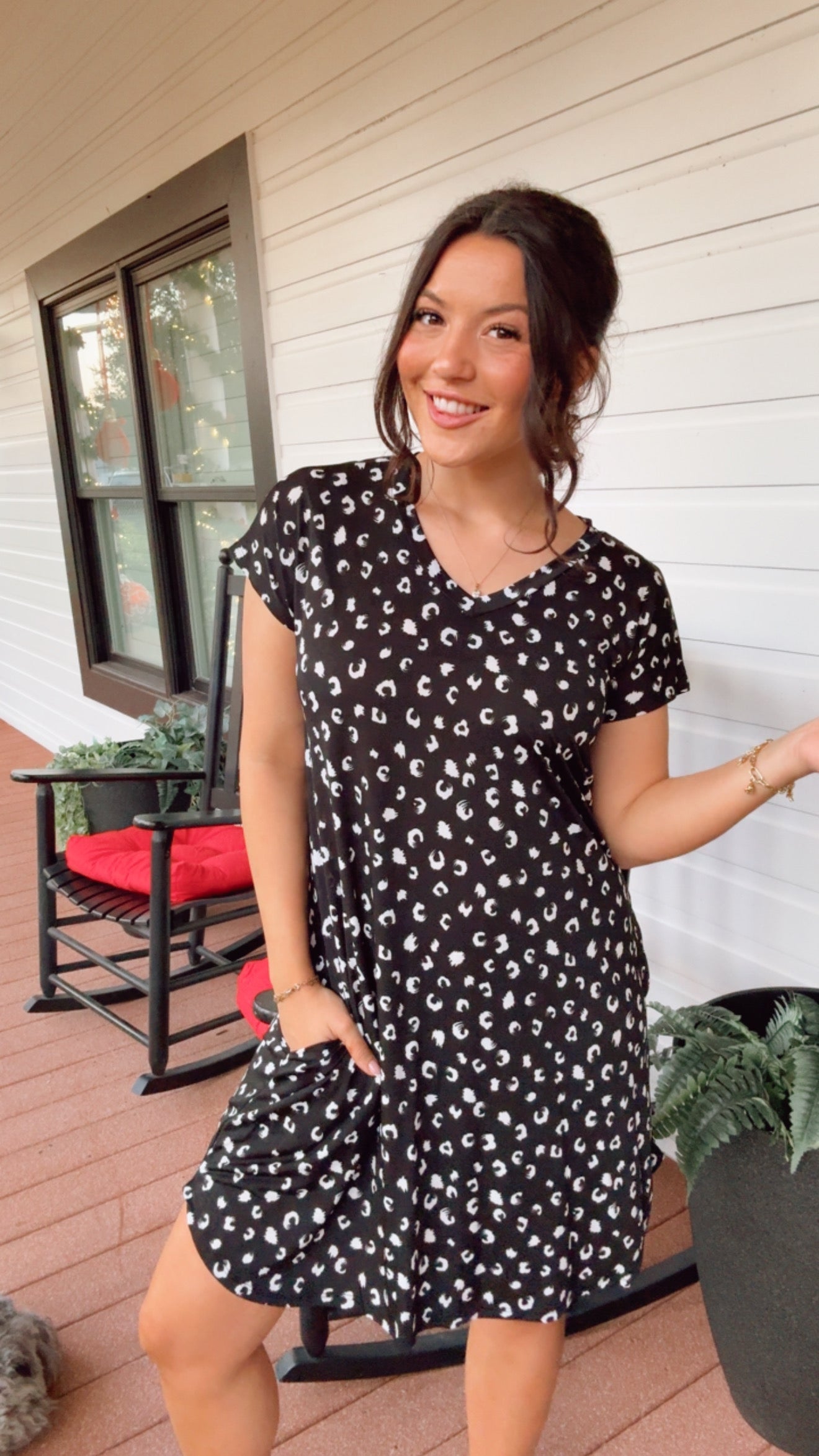 Black and White Leopard Everyday Dress