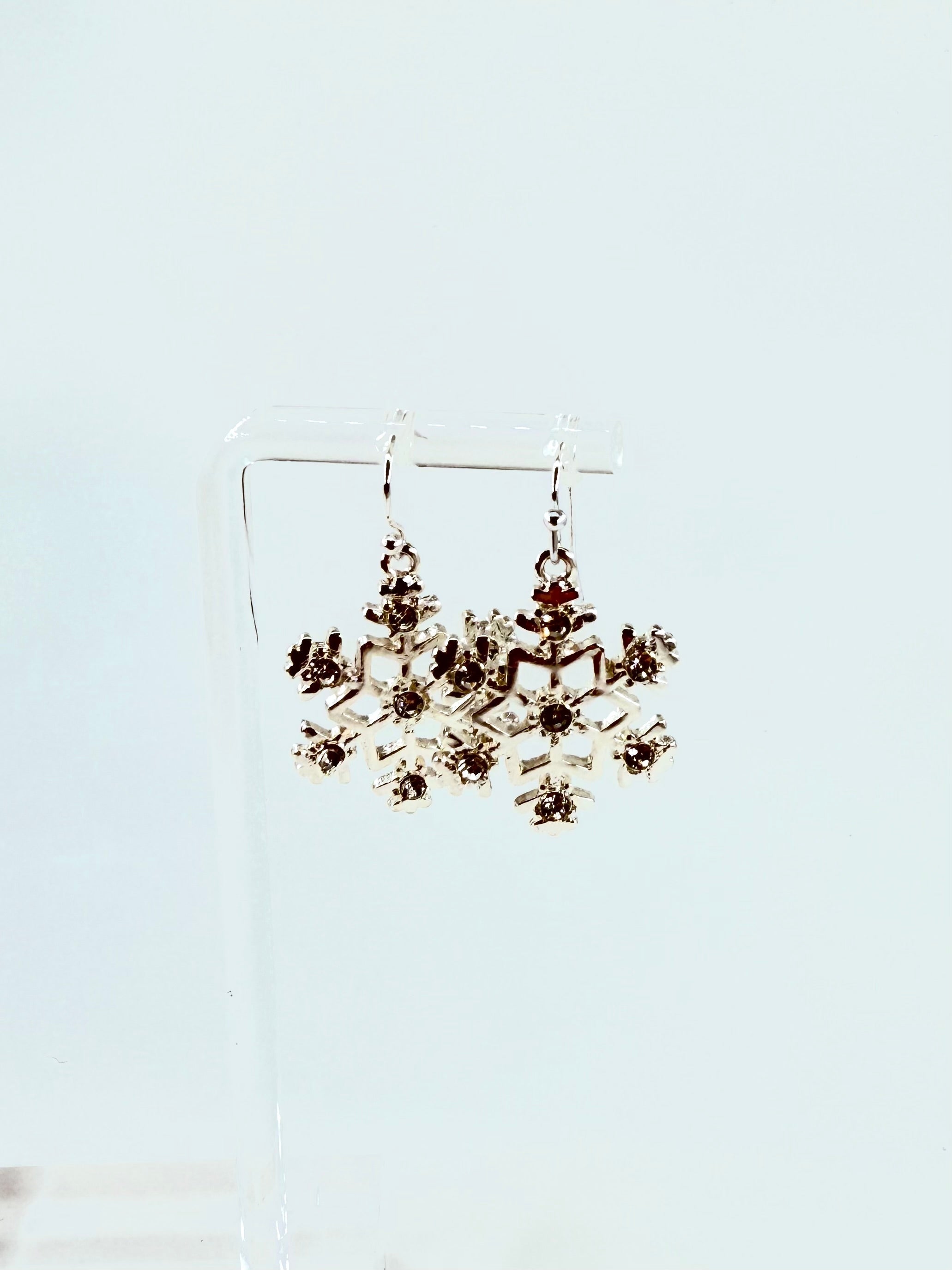 Silver Sparkle Crystal SnowFlake Earrings