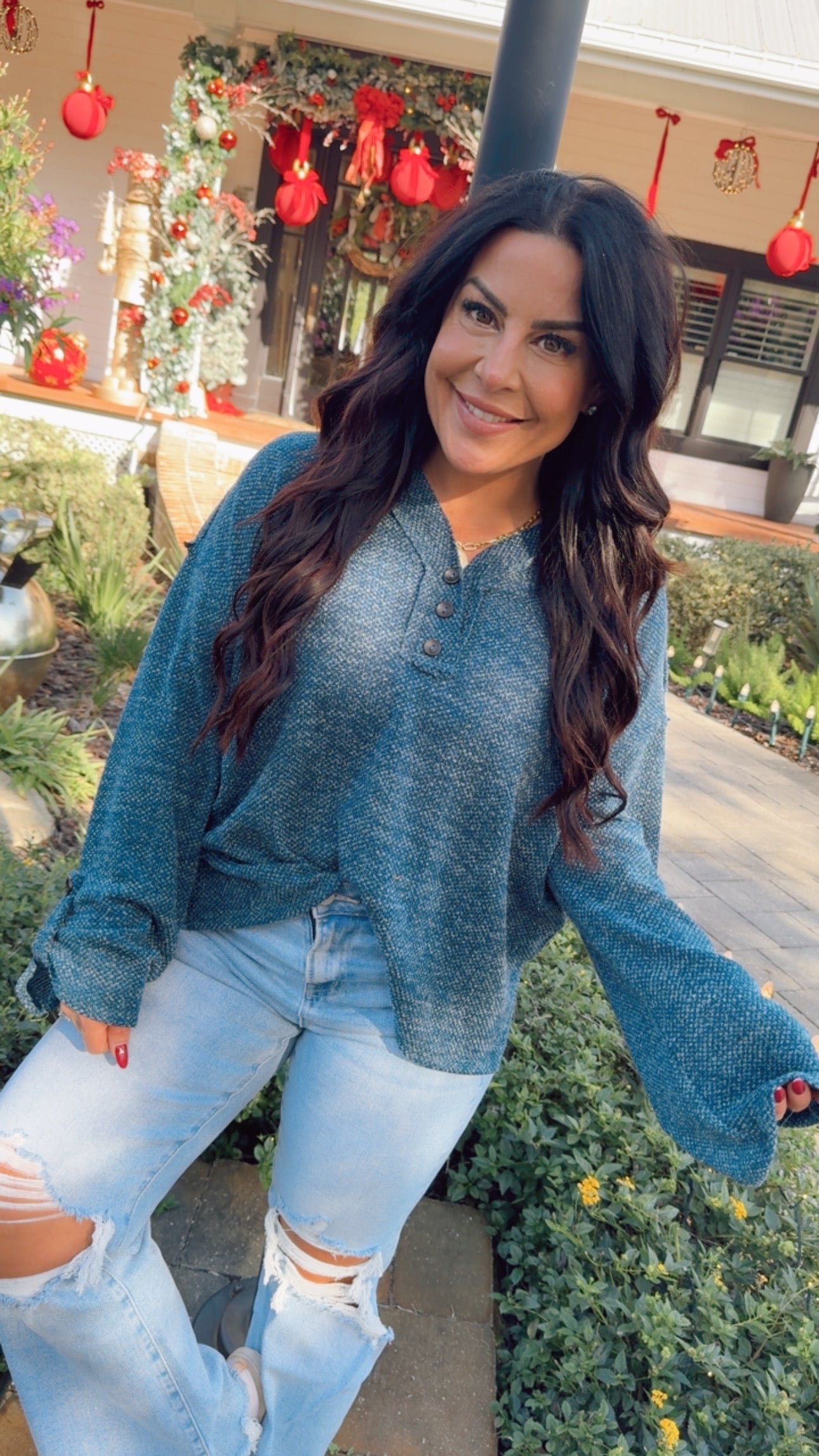 Blue Knit Ultra Soft Sweater Top